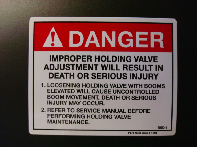 Danger Holding Valve Decal