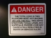 Danger 350 Lbs Platform Capacity Decal