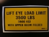 Lift Eye Load Limit 3500 Lbs Decal