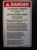 Danger Untrained Operator Risk Decal