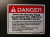 Danger Holding Valve Decal