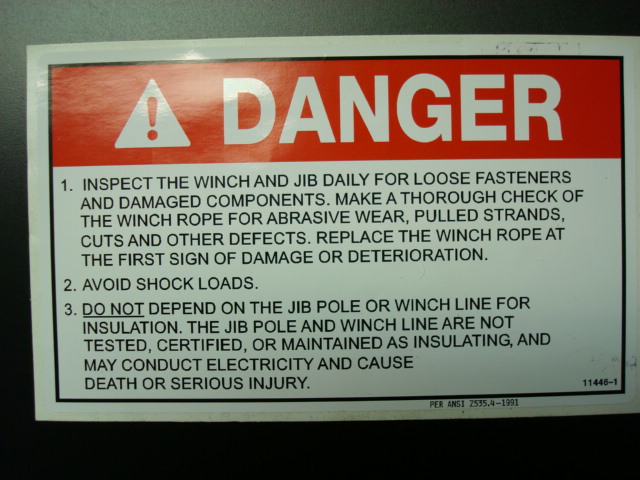 Winch Danger Decal