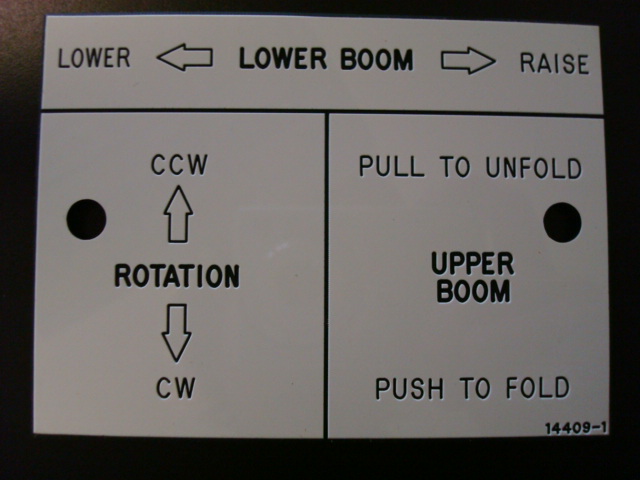 Versalift S-Stick Control (LH) Placard