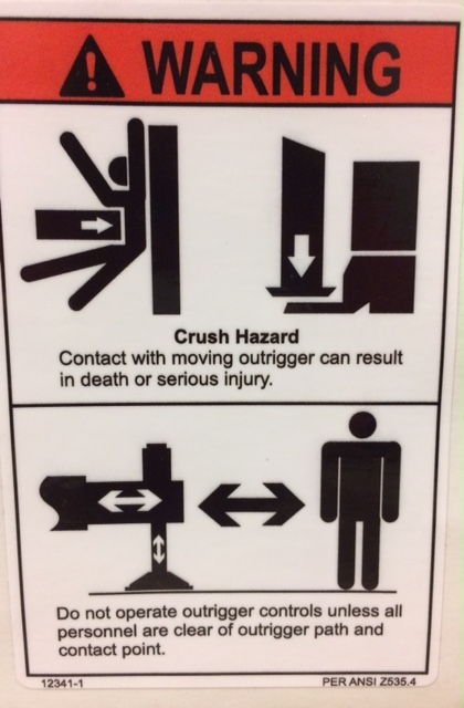 Outrigger Operation Decal decal, decals, sticker, stickers, sticky, label, labels, sign, signs, marker, markers, placard, placards, ansi, inspection, osha, standard, standards