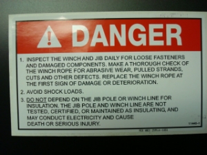 Winch Danger Decal