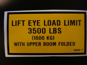 Lift Eye Load Limit 3500 Lbs Decal