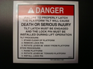 Danger Platform Tilt Decal