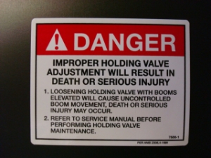 Danger Holding Valve Decal