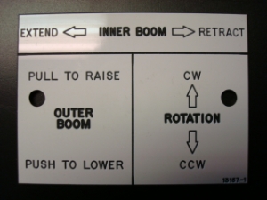 Versalift S-Stick Control (RH) Placard