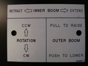 Versalift S-Stick Control (LH) Placard