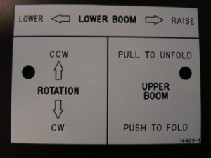 Versalift S-Stick Control (LH) Placard